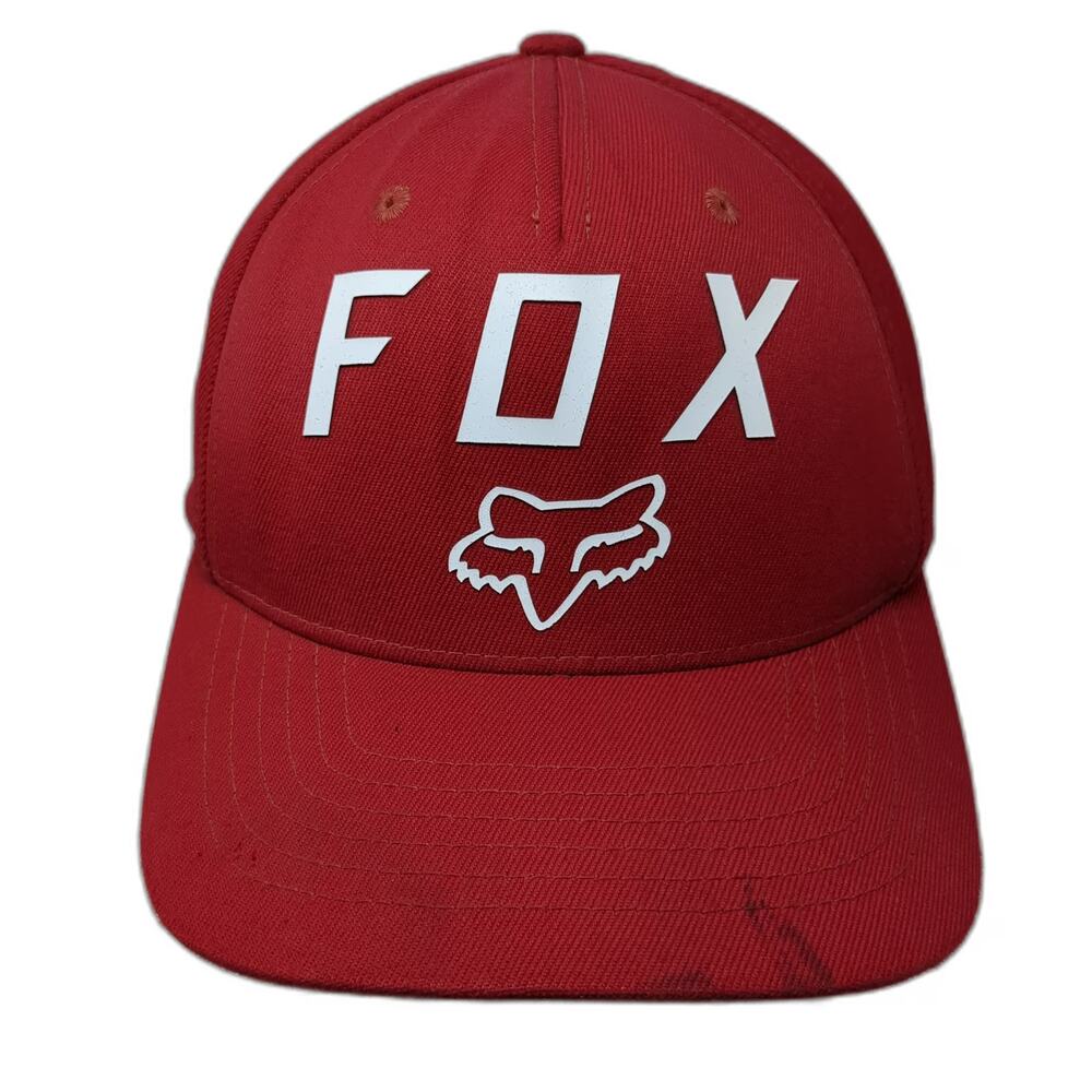 Fox Racing 5 Panel Red M Hat Flexfit Curved Brim Graphic Sport Performance Logo